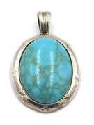 925 Sterling silver signed turquoise pendant