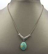 Vintage 925 sterling silver Turquoise pendant on chain