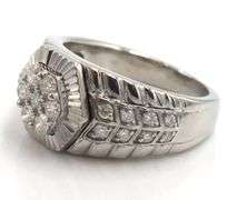 10kt White gold 0.50ctw diamond cluster Rolex style ring