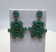 Handmade Elegant Earrings with 18.0ct Natural Colombian Emeralds & 1.5ct Diamond Accents