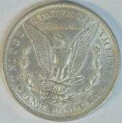Frosty-white AU 1891-CC Morgan Silver Dollar. Scarce this nice