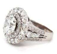 14KT White gold 3.23ct RBC with 2.75ctw double halo diamond engagement ring