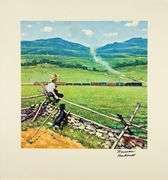 Exclusive Signed Norman Rockwell Offset Lithograph "Watching The Train"