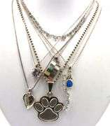 Group lot of 7 vintage 925 sterling silver pendants on chain necklaces