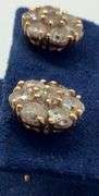 14K Rose Gold Gold Round Brilliant Cut Diamond Cluster Earring