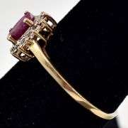 Perfect 10K Yellow Gold Ruby and Diamond Ring