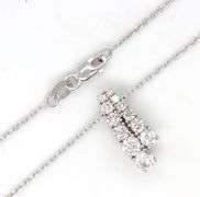 14kt White gold 0.75ctw diamond double row drop pendant on chain