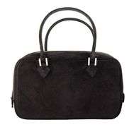 Hermes Plume Mini Noir Doblis Suede Diamond Hardware Bag