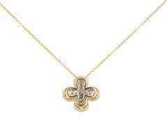 New 0.91ctw Diamond Cluster Clover Pendant Necklace in 14K