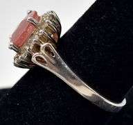 Peach Gemstone Ring with White Accents in Sterling Silver