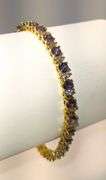 18 Kt White Gold Plated  Lab Simulated Russian Alexandrite Diamond Tennis Bracelet