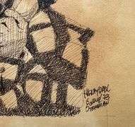 Vintage Lithograph by Henry Paul – Surreal Street Narrative (1973)