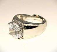 Men's 18 Kt White Gold Plate 5 Ct Lab Simulated Diamond Ring