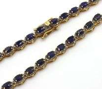 Amazing 17.23CTW Oval Shaped Emerald-Cut Blue Sapphire & 5.00CTW Diamonds Necklace in 14K Yellow Gol