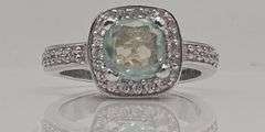 14 Kt White Gold Plated Sparkling 2.5 Ct White Ice Green Lab Simulated Diamond Ring