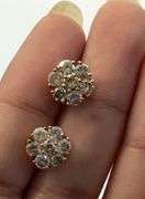 14K Rose Gold Gold Round Brilliant Cut Diamond Cluster Earring