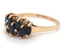 Pretty 10K YG Marquise Sapphire Ring