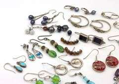 Lot of Vintage 925 sterling silver gemstone earrings