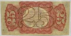 Choice Near Unc 1863  25 Cent Fractional Currency