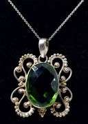 Peridot Gemstone Pendant Necklace in Sterling Silver