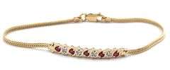 14kt Yellow gold Ruby and diamond bar bracelet