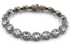 Dreamy 14.10CTW Oval Emerald-Cut Blue Topaz & 3.00CTW Diamond Tennis Bracelet in 14K White Gold Over