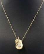 14kt Yellow gold diamond pear fruit pendant on chain