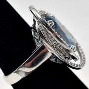 Blue Gemstone and CZ Gemstone Ring in Sterling Silver