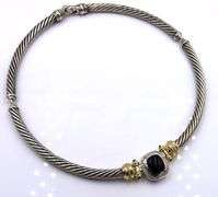 David YUrman Albion cable two tone black onyx and diamond choket necklace in 925 sterling silver