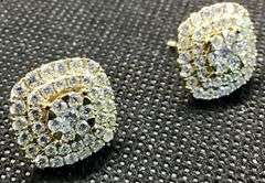 14K Yellow Gold Round Brilliant Cut Diamond Cluster Earring