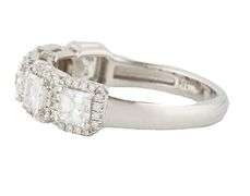 0.99ctw Asscher Radiant and Round Diamond Frame Five Stone Band Ring in 18K