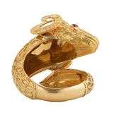Lalaounis Ram 0.06ctw Ruby Eyes and 0.03ct Diamond Collar Ring in 18K