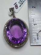 Striking 51.50ct Ovel-Cut Amethyst Pendant with 1.82ct Natural Diamonds in Sterling Silver