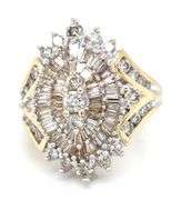 14kt Yellow gold 1.50ctw baguette and round diamond cluster ring