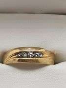 14k yellow gold diamond band, size 8 -6.2 gr