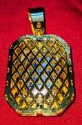14 K Gold Plated Huge 62.5 Ct Simulated Emerald Diamond Pendant
