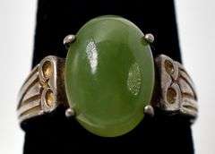 Green Gemstone Band Ring in Sterling Silver