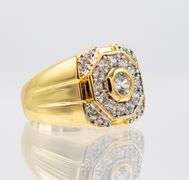 Men's 14 Kt Gold Plate 7.25 Cttw. Lab Simulated Diamond Ring