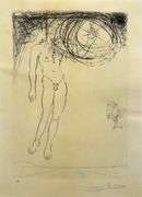 Rare Salvador Dali Pencil Signed Etching on Parchment Paper from 'Roi je t'attends à Babylone' suite