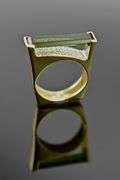 Phenomenal Green Tourmaline and Diamond 18K Ring
