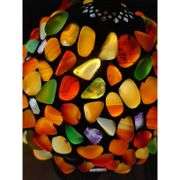 Agate and Amber Stained Glass Table Lamp