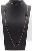 14kt Yellow gold smokey quartz clover station necklace