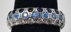 Gradient Blue Cz Band Ring in Sterling Silver