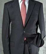 Black Stripe Suit By Galante, Made In Italy