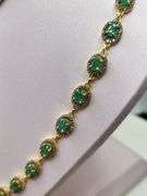 18" Necklace with 37 Natural Emerald, Diamond Accents in Sterling Silver
