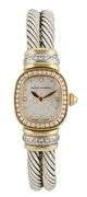 David Yurman 0.66ctw Diamond Frame Cable Quartz Bangle Watch in 18K and Sterling