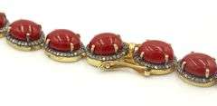 Fantastique 42.50CTW Oval Cabochon-Cut Corals & 3.75CTW Diamond Necklace in 14K Yellow Gold Over Ste