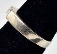 Inlaid White Cz Band Ring in Sterling Silver