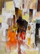 Abstracted Mediterranean Village Painting
