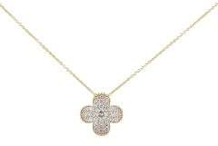 New 0.91ctw Diamond Cluster Clover Pendant Necklace in 14K